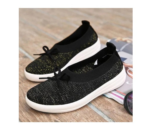 Women’s Low-Top Canvas Sneakers – Breathable Mesh Comfort with Metal Stitch Detail | Slip-On Style