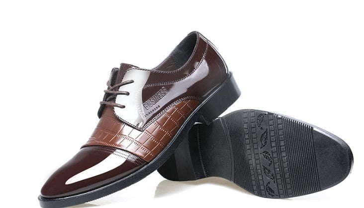Oulop Men’s Pointed Microfiber Dress Shoes – Sequin Stitch Design, Elegant Formal Style