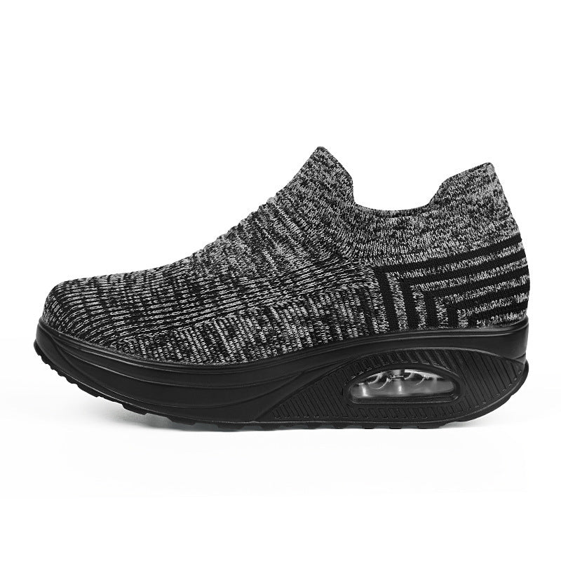 Women’s Flying Weave Mid-Heel Shoes – Breathable Mesh Comfort with Modern Style