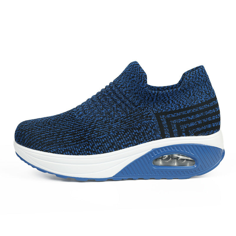 Women’s Flying Weave Mid-Heel Shoes – Breathable Mesh Comfort with Modern Style