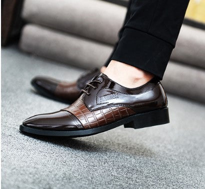 Oulop Men’s Pointed Microfiber Dress Shoes – Sequin Stitch Design, Elegant Formal Style