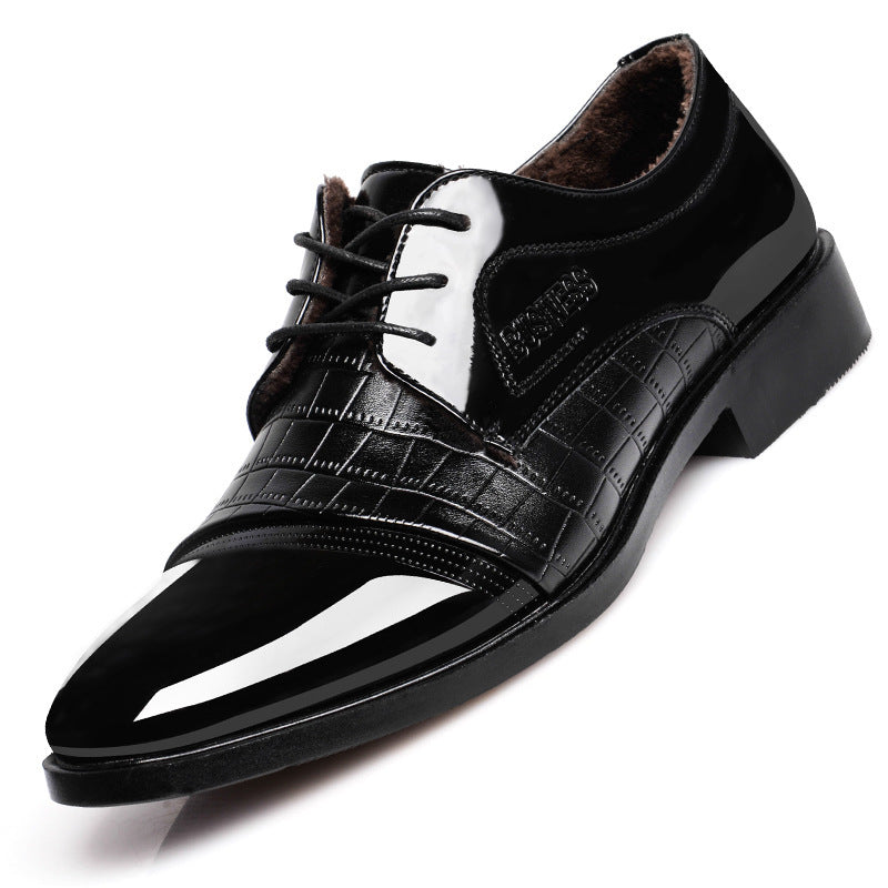 Oulop Men’s Pointed Microfiber Dress Shoes – Sequin Stitch Design, Elegant Formal Style