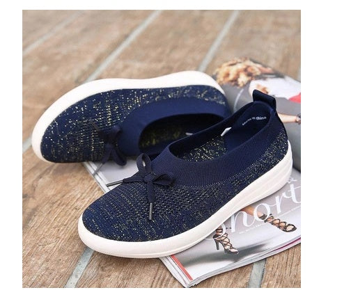 Women’s Low-Top Canvas Sneakers – Breathable Mesh Comfort with Metal Stitch Detail | Slip-On Style