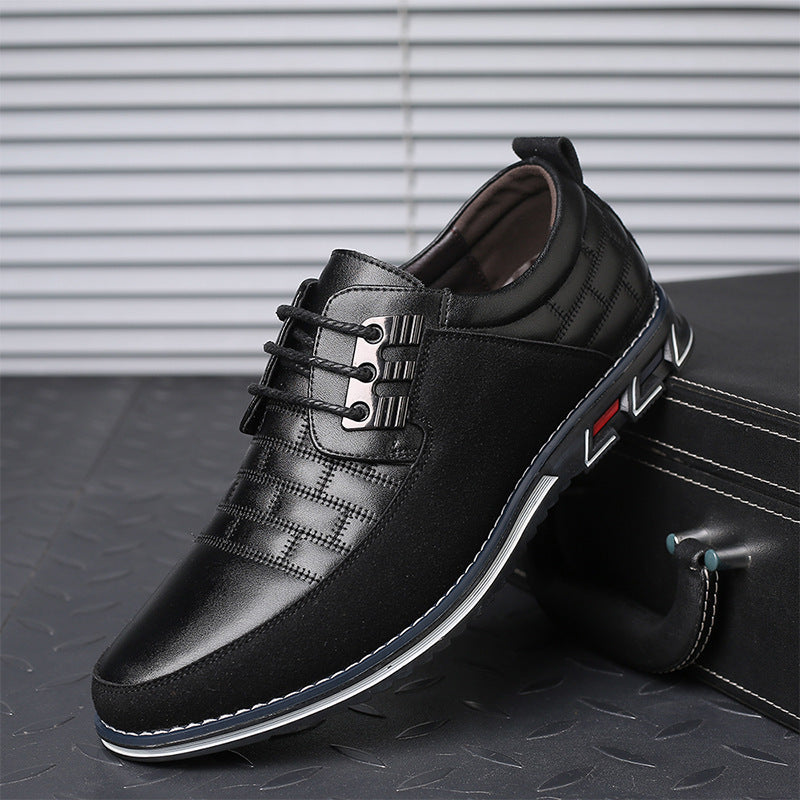 Oulop Men’s British Style Microfiber Leather Shoes – Lace-Up Casual Dress Shoes with Rubber Sole