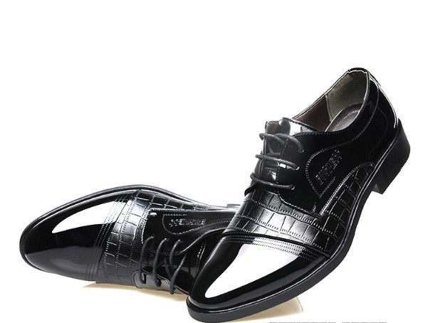 Oulop Men’s Pointed Microfiber Dress Shoes – Sequin Stitch Design, Elegant Formal Style