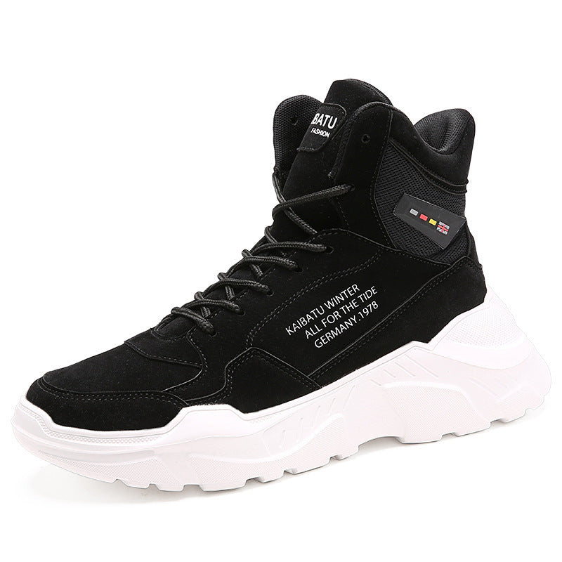 Oulop Men’s High-Top Sports Casual Shoes – Warm, Shock-Absorbing Leather Sneakers for Winter & Fall