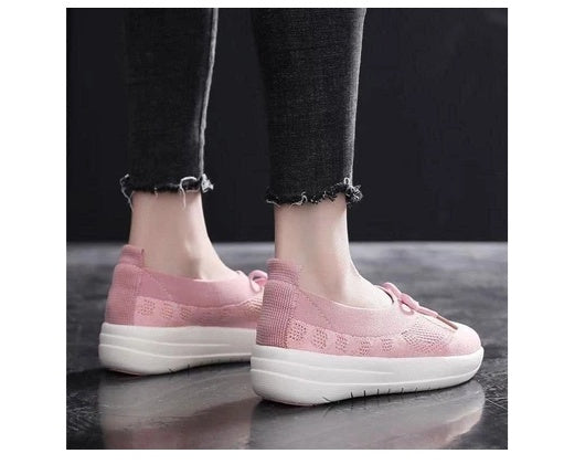 Women’s Low-Top Canvas Sneakers – Breathable Mesh Comfort with Metal Stitch Detail | Slip-On Style