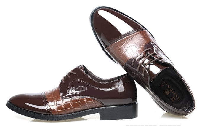 Oulop Men’s Pointed Microfiber Dress Shoes – Sequin Stitch Design, Elegant Formal Style