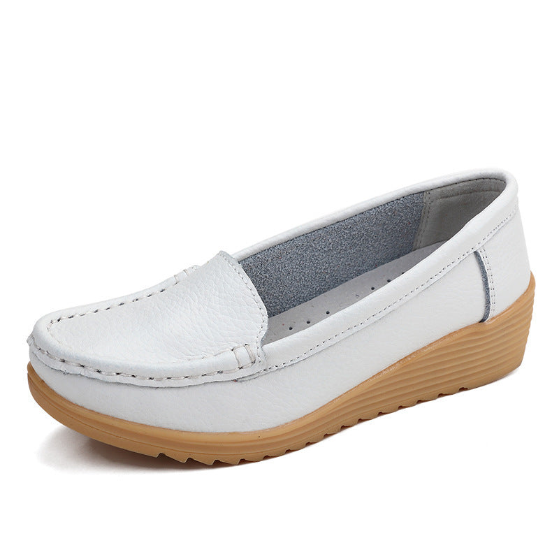 Women’s Leather Wedge Slip-On Shoes — Soft, Stylish & Effortlessly Chic