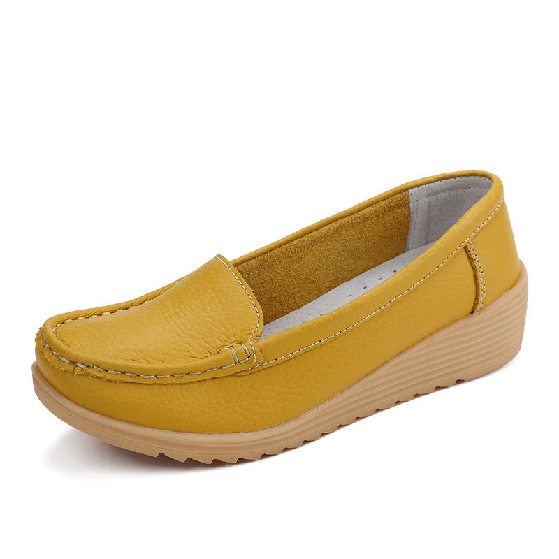 Women’s Leather Wedge Slip-On Shoes — Soft, Stylish & Effortlessly Chic