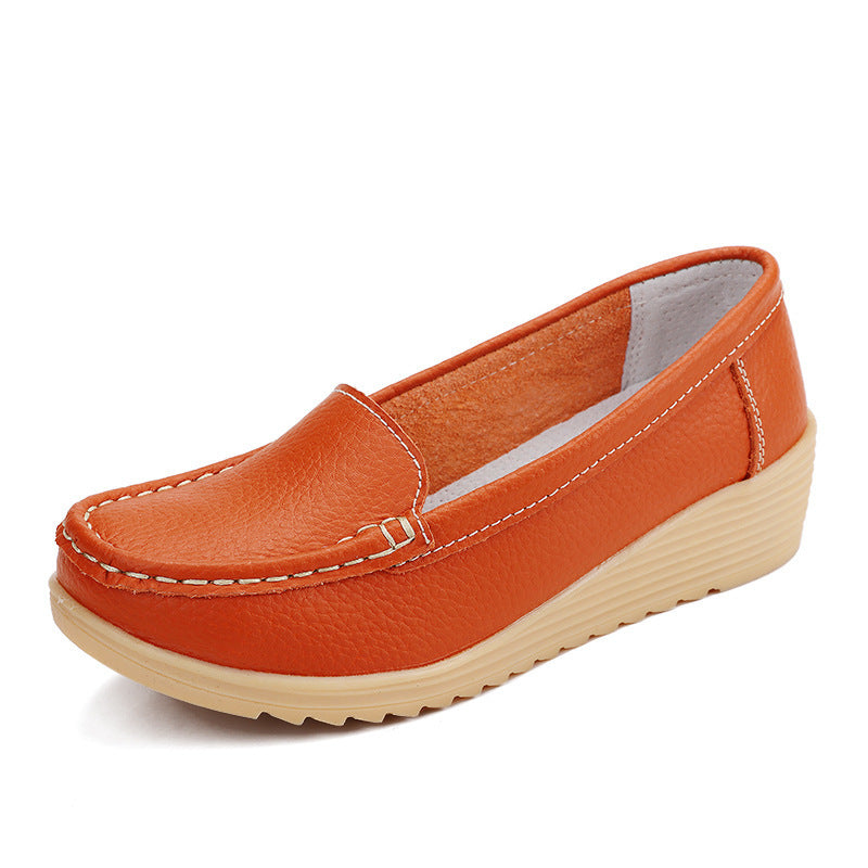 Women’s Leather Wedge Slip-On Shoes — Soft, Stylish & Effortlessly Chic