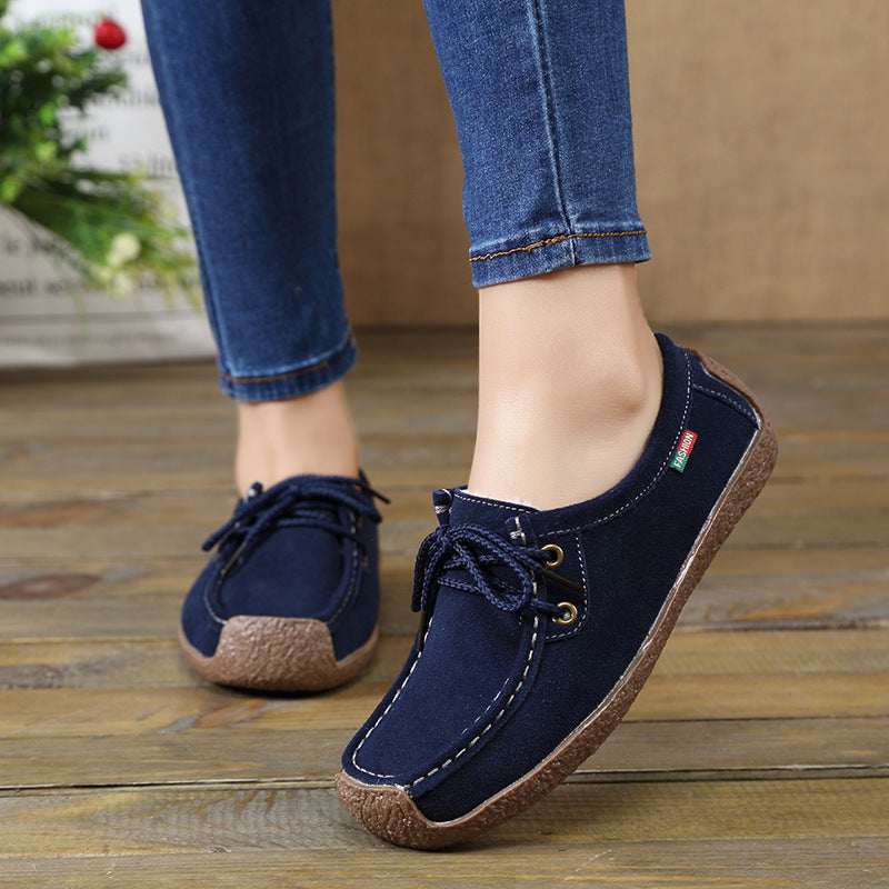 Women's Frosted-Effect Sneakers: Lace-Up Flat Shoes