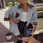 Women's Casual Shirt: Leopard Print with Patchwork Detail