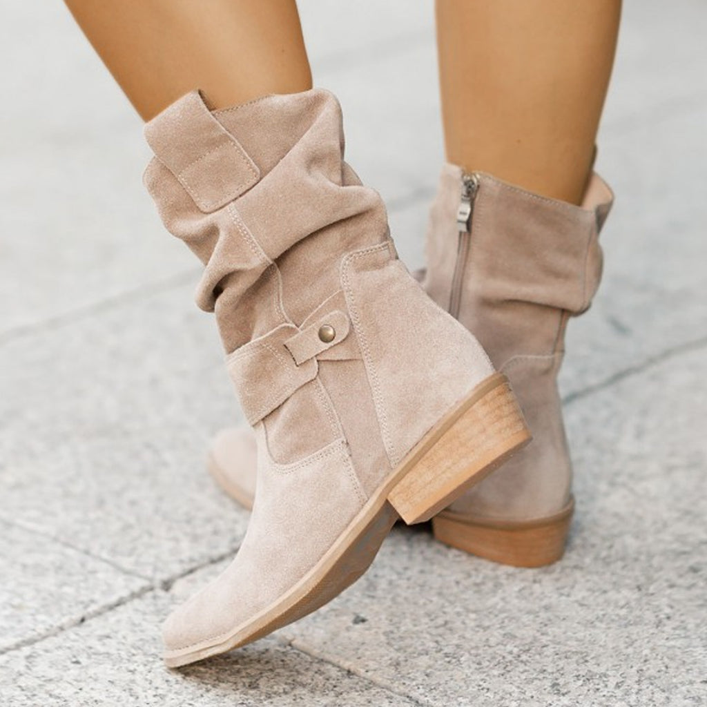 Women's Western Boots: Suede, Mid-Calf with Pointed Toe