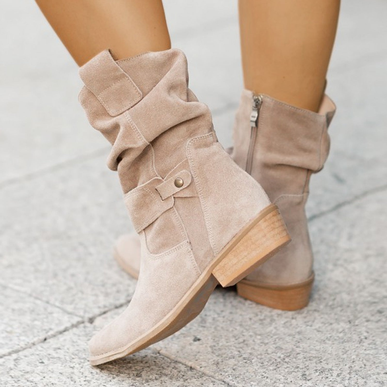 Women's Western Boots: Suede, Mid-Calf with Pointed Toe