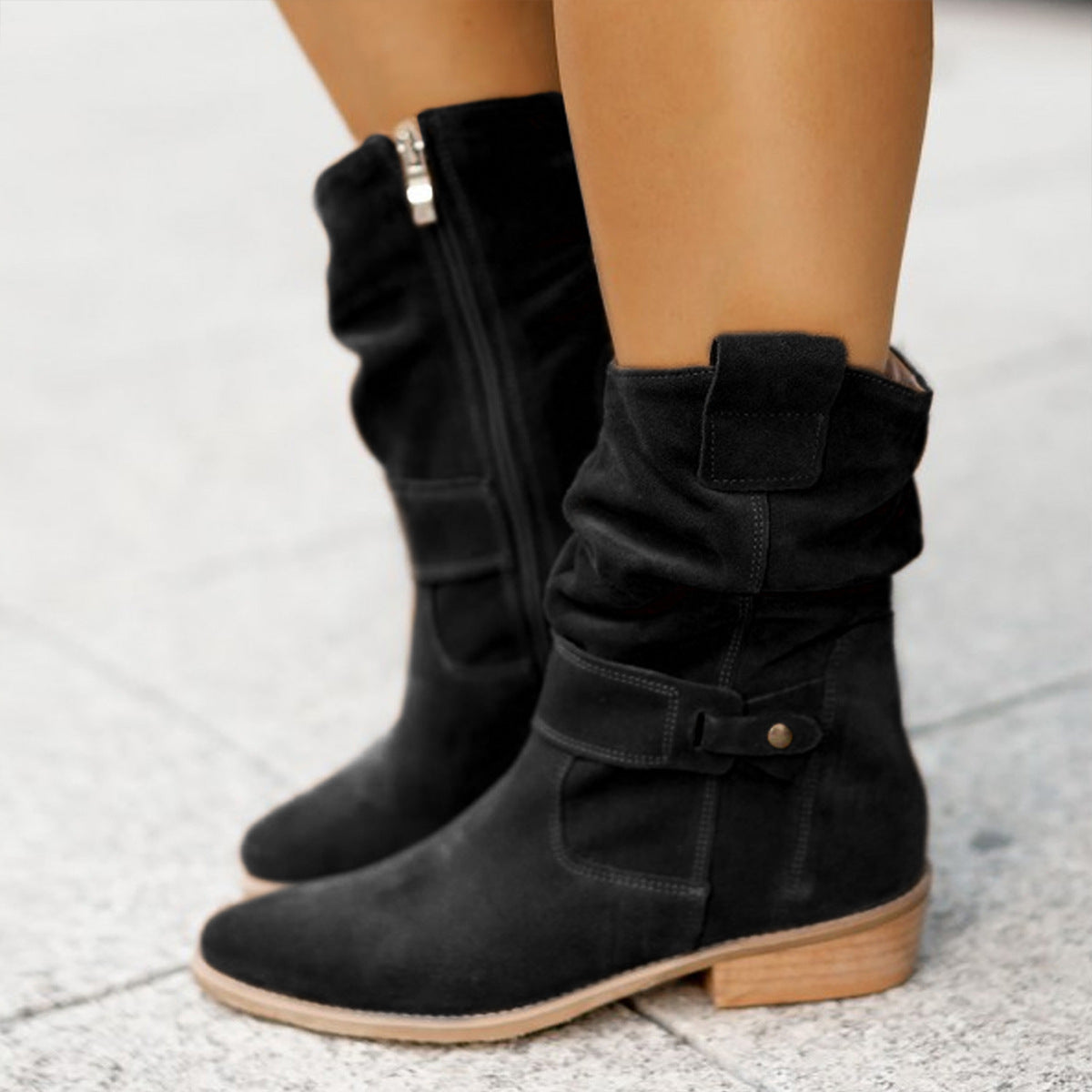 Women's Western Boots: Suede, Mid-Calf with Pointed Toe