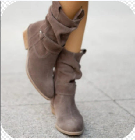 Women's Western Boots: Suede, Mid-Calf with Pointed Toe