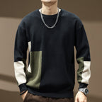 Men’s Oversized Patchwork Sweater – Color Block, Grunge, Y2K Streetwear