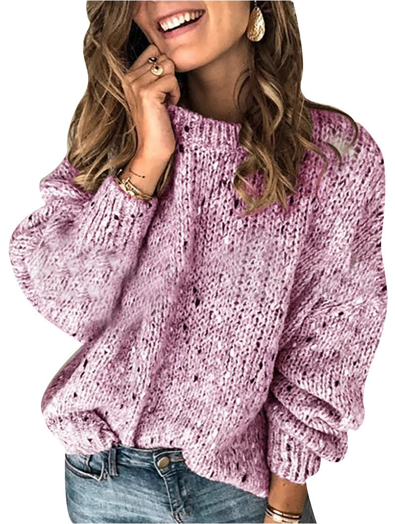 Women's Winter Knit Pullover: Polka Dot Pattern