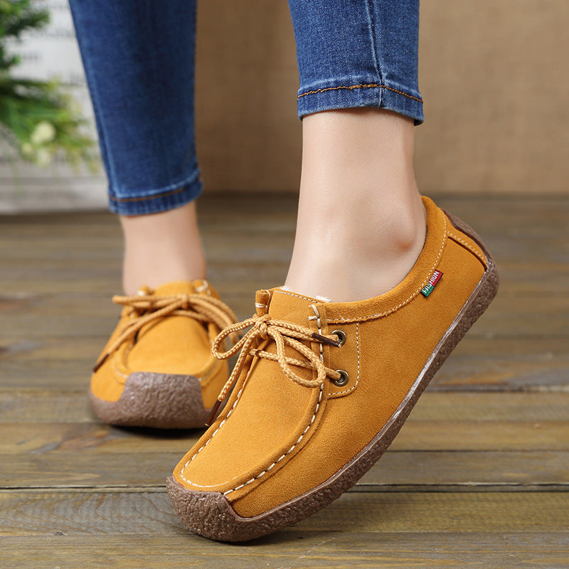 Women's Frosted-Effect Sneakers: Lace-Up Flat Shoes