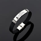 Engraved Family Bracelet: 'Mom & Dad to Daughter & Son' in Stainless Steel & Silicone