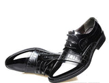 Oulop Men’s Pointed Microfiber Dress Shoes – Sequin Stitch Design, Elegant Formal Style