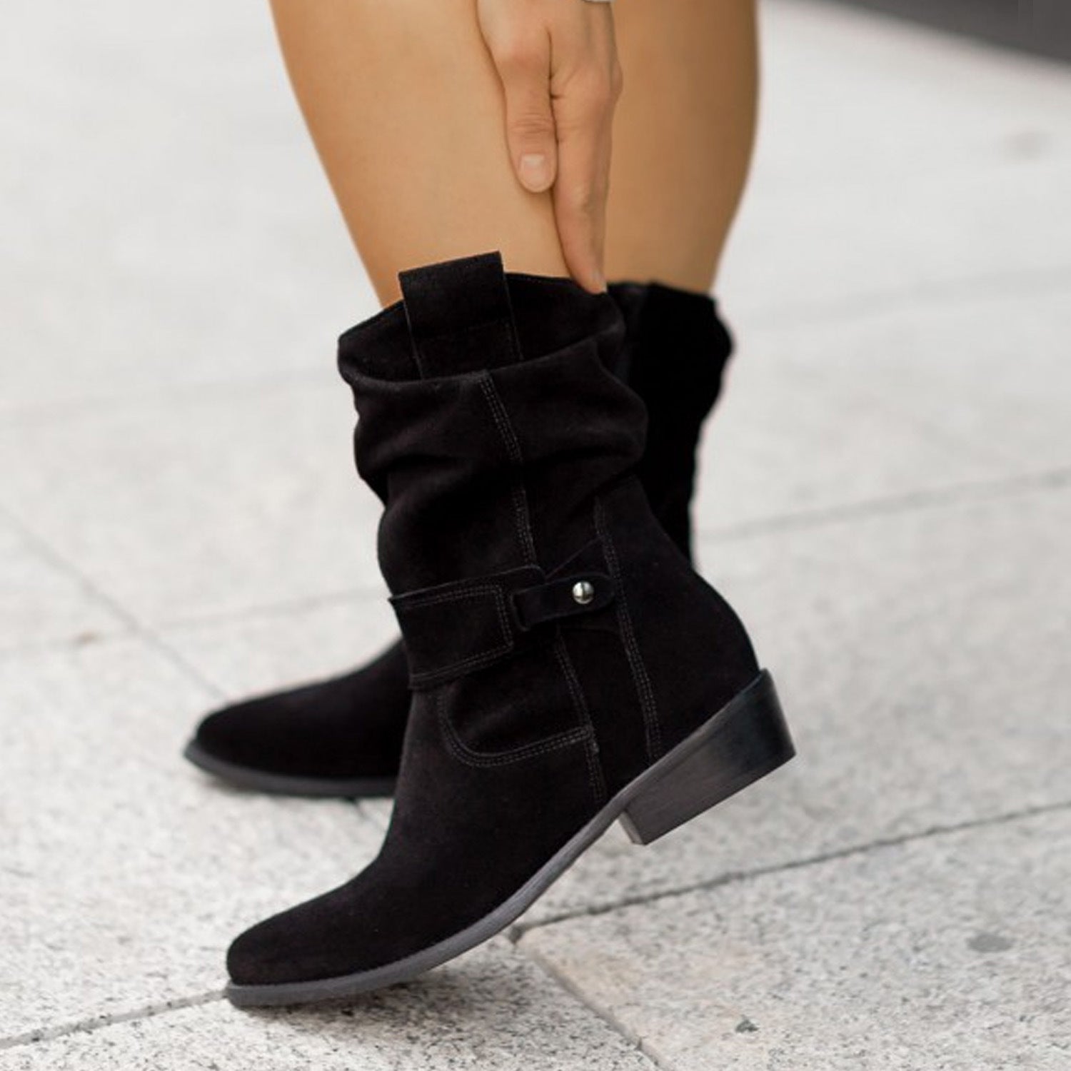 Women's Western Boots: Suede, Mid-Calf with Pointed Toe