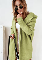 Women's Knit Cardigan: Hooded with Batwing Sleeves