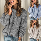 Women's Winter Knit Pullover: Polka Dot Pattern