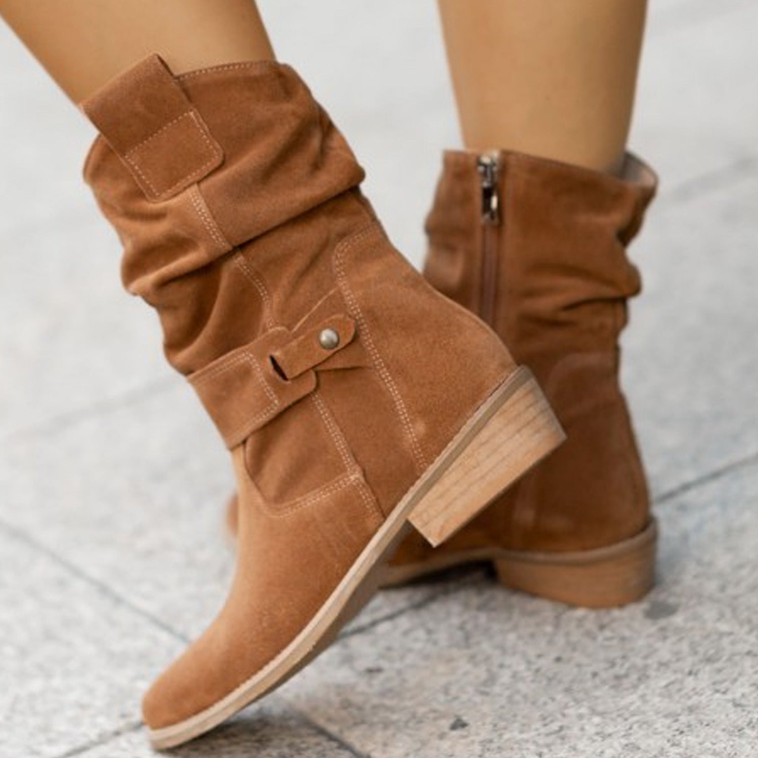 Women's Western Boots: Suede, Mid-Calf with Pointed Toe