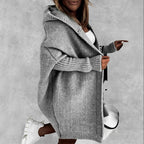 Women's Knit Cardigan: Hooded with Batwing Sleeves