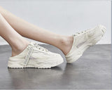 Women’s Leather Baotou Casual Shoes – Breathable Mid-Heel Comfort Slip-Ons