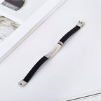 Engraved Family Bracelet: 'Mom & Dad to Daughter & Son' in Stainless Steel & Silicone
