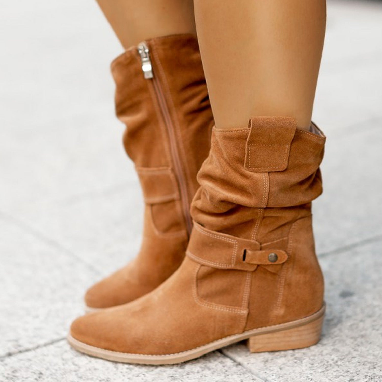 Women's Western Boots: Suede, Mid-Calf with Pointed Toe