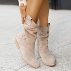 Women's Western Boots: Suede, Mid-Calf with Pointed Toe